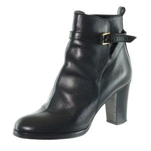 J.CREW Ankle Boots Platform Sz. 9 Black Leather Belted Made in ITALY Women's